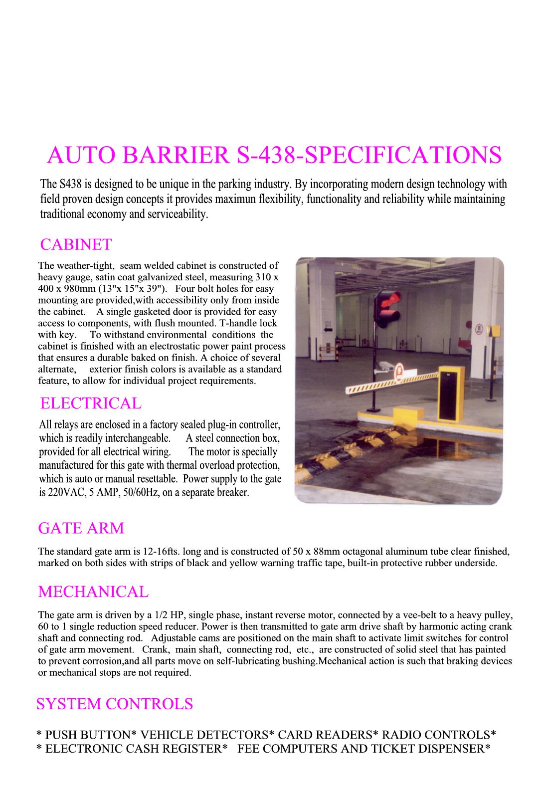 Triangle Barrier T-3 Specifications